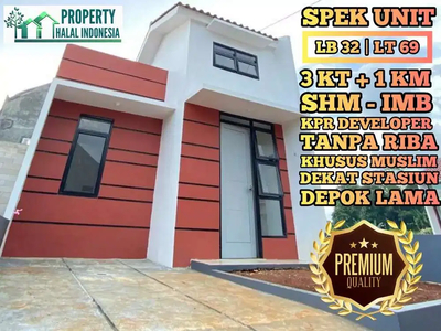 Rumah Premium Depok LT. 69 m2 - 3 KT - SHM IMB DEPOK - Akses Mobil