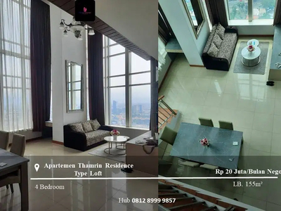 Sewa Apartement Thamrin Residence Type Loft 3BR+1 Furnished View City