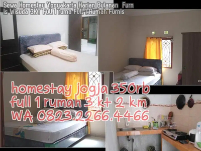 Sewa Homestay Yogyakarta Harian Bulanan Furnis Wisuda 3KT Full 1 ruma