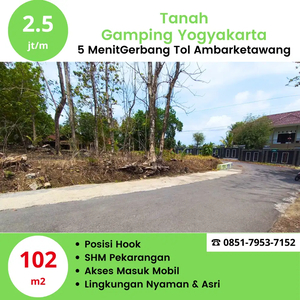 Tanah Jogja 102 M2 5 Menit Gerbang Tol Ambarketawarang Gamping SHM