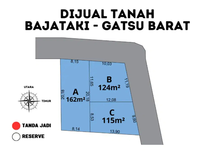 Dijual tanah kavling di jalan bajataki Gatsu barat