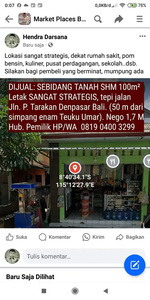 Dijual Tanah SHM 100m², Jl. Pulau TARAKAN Denpasar.Denpasar Bali