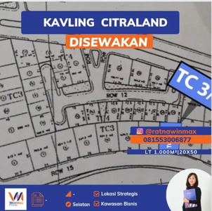 Disewakan Kavling Commercial Telaga Utama TC3 Citraland