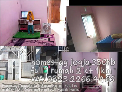 Homestay Yogyakarta Bulanan Harian Full 1 rumah 2KT AC Keluarga Furni