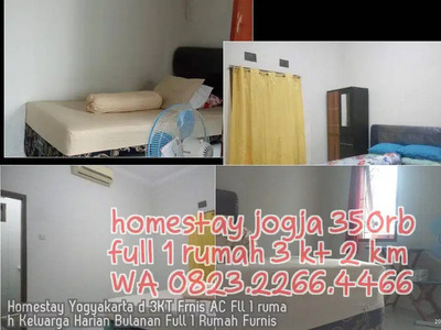 Homestay Yogyakarta d 3KT Frnis AC Fll 1 rumah Keluarga Harian Bulanan