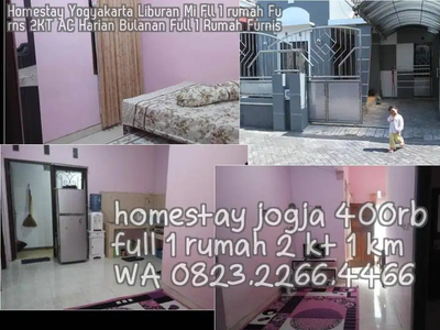 Homestay Yogyakarta Liburan Mi Fll 1 rumah Furns 2KT AC Harian Bulanan