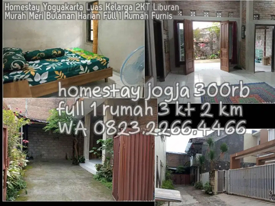 Homestay Yogyakarta Luas Kelarga 2KT Liburan Murah Meri Bulanan Harian