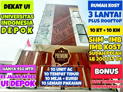 Jual Rumah Kost 10 KT 10 KM - 450 Meter ke Universitas Indonesia Depok