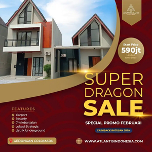 PROMO RUMAH 2 LANTAI DI SOLO CASHBACK RATUSAN JUTA DP 295 JT