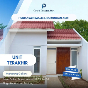 Rumah 1 Lantai Unit Terakhir Type 30/72 Udara Bebas Polusi di Tuntang