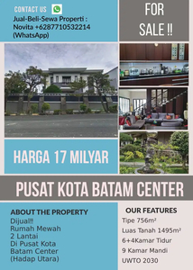 Rumah 2 Lantai Di Pusat Kota Batam Center