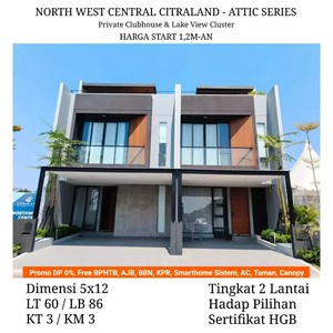 Rumah Citraland North West Central Attic 3 Lantai Baru 1,2Man DP 0%