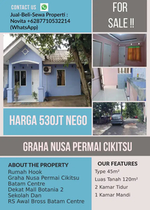 Rumah Hook Graha Nusa Permai Cikitsu Batam Centre