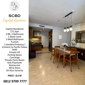 SCBD, Capital Residence 171sqm, 3 BR, Private Lift