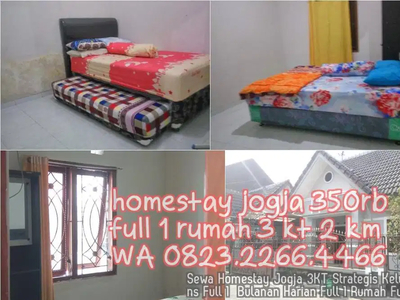 Sewa Homestay Jogja 3KT Strategis Kelurga Furns Full 1 Bulanan Harian