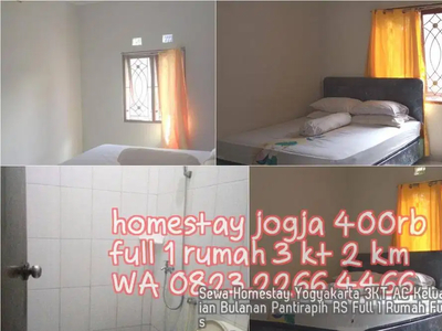 Sewa Homestay Yogyakarta 3KT AC Keluarga Harian Bulanan Pantirapih RS