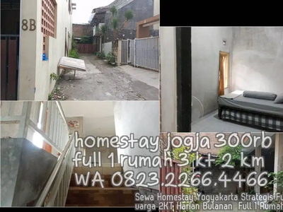 Sewa Homestay Yogyakarta Strategis Furnis Keluarga 2KT Harian Bulanan