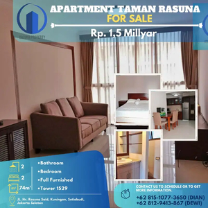 Apartment Taman Rasuna, For Sale, 2 Br, Full Furnished, Bagus,