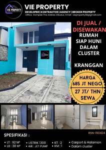 BANTING HARGA, DISEWAKAN MURAH, RUMAH RAPI DI KRANGGAN