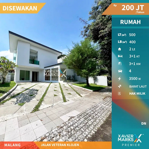 Disewakan Rumah Mewah Siap Huni di Jalan Veteran Klojen Kota Malang