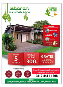 Lebaran di Rumah Baru Type 36 DP Hanya 5Jt