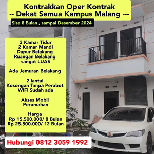 Oper Kontrakan Sewa Rumah Sisa 8 Bulan Malang
