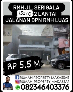 Rmh JL. Serigala 15X20- 2 Lantai Dekat Mall Ratu Indah Jalanan Luas