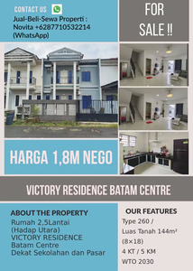 Rumah 2,5Lantai VICTORY RESIDENCE Batam Centre