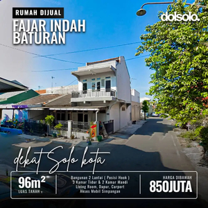 Rumah Dijual Solo Fajar Indah Baturan Colomadu Posisi Hook 2 Lantai