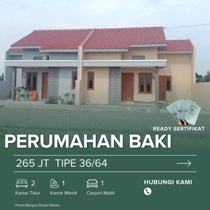 Rumah Ready Sertifikat Di Menuran Baki Sukoharjo