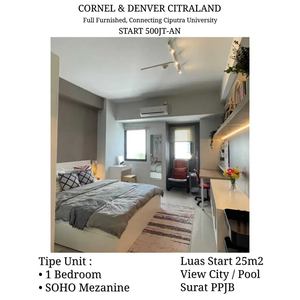 Apartemen Citraland Cornel Denver UC 500Jtan Baru Full Furnish Mewah