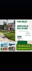 Cluster maleo murah DP 18x free biaya surat bebas banjir