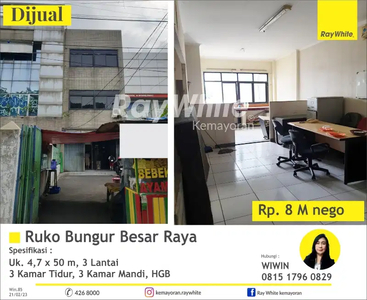 Dijual Cepat Ruko di Bungur Besar Raya