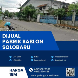 Dijual Pabrik Sablon dan Perinting 4100m2 Sukoharjo Dibawah pasaran