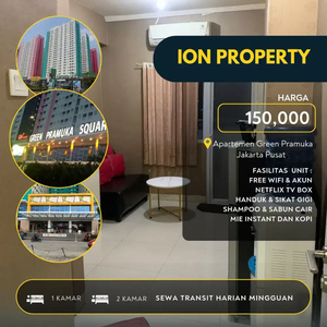 GREEN PRAMUKA 2KAMAR SEWA TRANSIT HARIAN APARTEMEN JAKARTA PUSAT