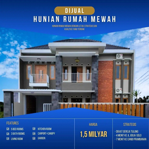Rumah 2 Lantai Mewah Mangku Jalan Aspal di Kalasan Sleman