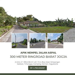 Tanah Trihanggo Pinggir Aspal, 400 Mtr Ringroad Jogja