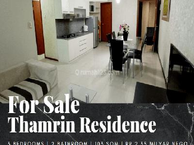 Dijual Apartemen Thamrin Residence 3 Bedroom Furnished Lantai Sedang