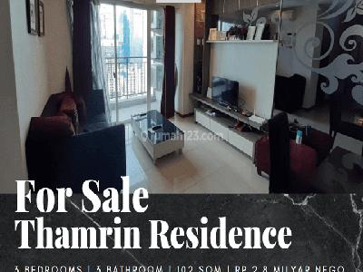 Dijual Apartemen Thamrin Residence 3 Bedroom Lantai Sedang Furnished