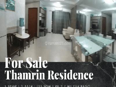 For Sale Apartemen Thamrin Residence 3 Bedroom Lantai Tinggi Furnished
