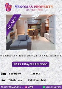 Disewakan Apartement Denpasar Residence 3 Bedrooms Lantai Sedang