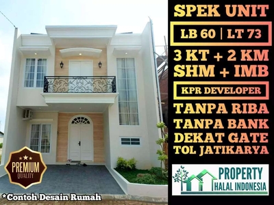 Jual Rumah Desain Bebas LT. 73 m2 - SHM IMB - Dekat Gate Tol Jatikarya