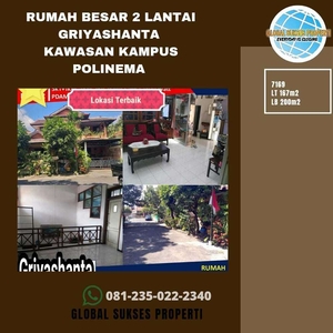 Rumah 2 Lt Aman Bagus Dekat Polinema Di Perum Griyashanta Malang