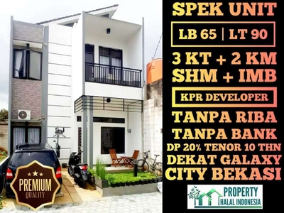 Rumah Syariah Modern LT. 90m2 SHM KPR Developer Dkt Galaxy City Bekasi
