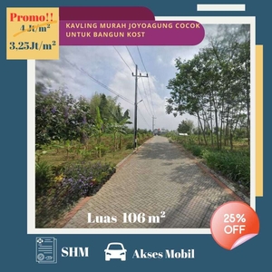 Tanah Murah Surat SHM Area Joyoagung Kota Malang Luas 106 m2