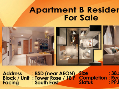 Dijual Apart B Residence Tower Rose BSD Tangerang Selatan