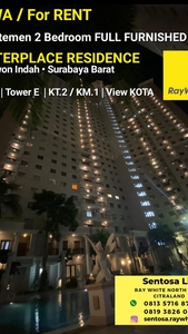 Disewakan Apartemen Waterplace Residence 2 Bedroom Full Furnished Tower E Selangkah ke Pakuwon Mall, PTC , Supermall