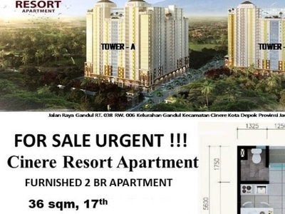 Dijual Jual (BU) Apartemen Cinere Resort Depok 2 BR Furnished