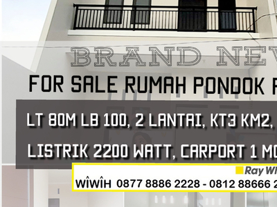 Dijual Rumah Brand New 2 Lantai di Bintaro Luas 80m Harga 900 Jt