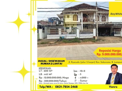 Dijual Rumah di Pinggir Jalur 2 Korpri Jalur Pintu Tol Sukarame B